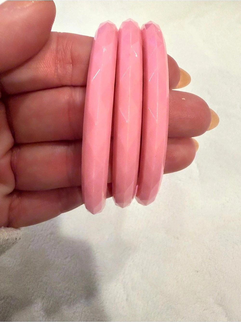 Pink Faceted Bangle Set - Picture 5 of 7